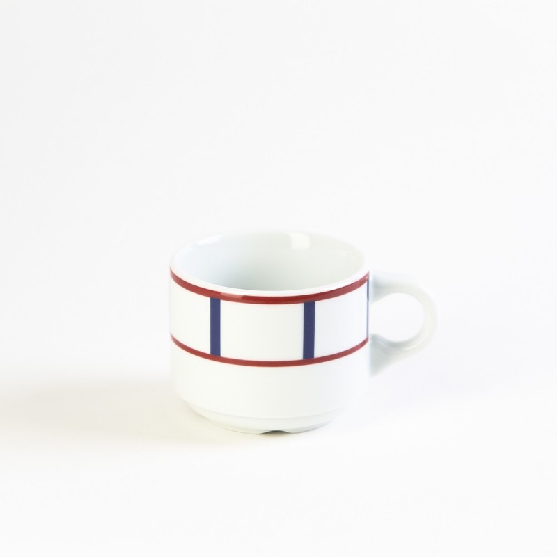 Beurrier en porcelaine basque avec couvercle - rouge & bleu Beurrier en porcelaine basque avec couvercle - rouge & bleu